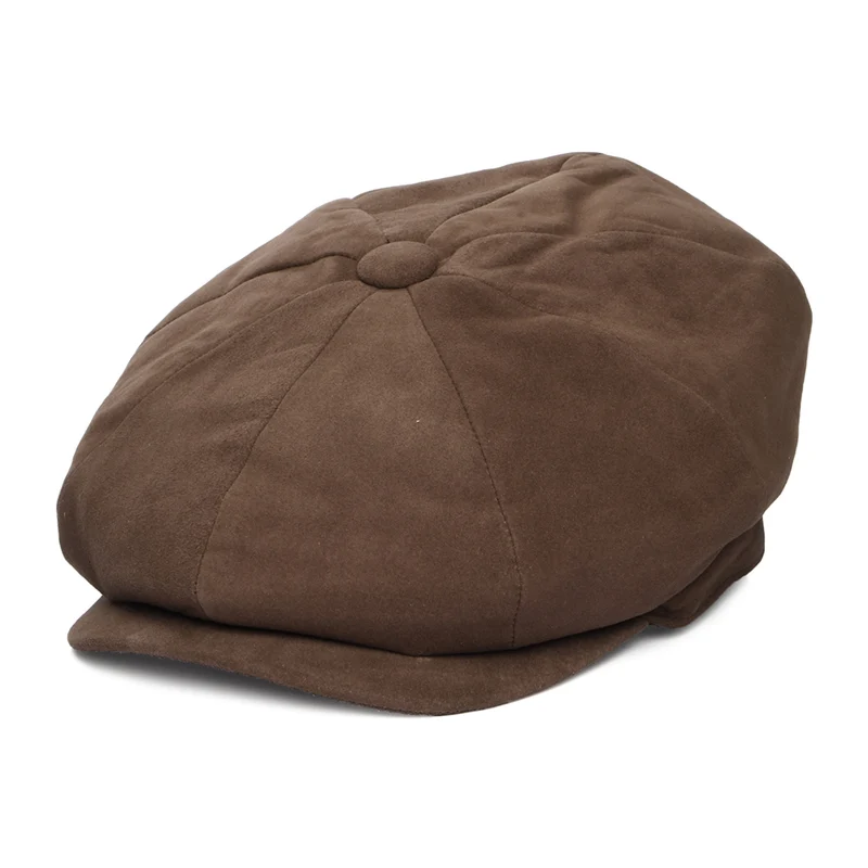 Casquette Gavroche en Daim Gatsby marron foncé DENTON