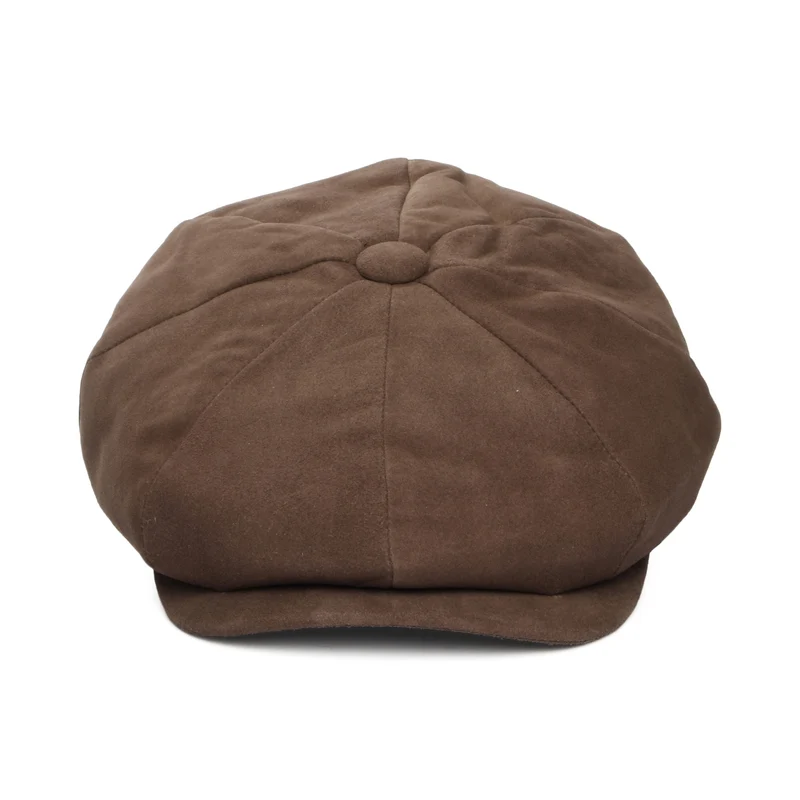 Casquette Gavroche en Daim Gatsby marron foncé DENTON