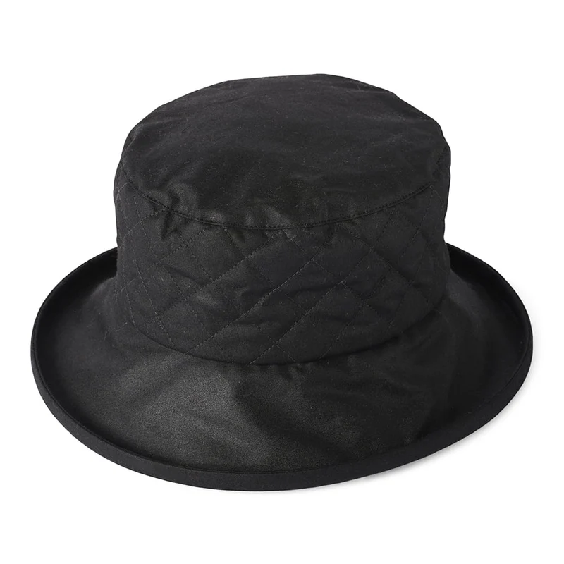 Chapeau Bob Matelassé en Coton Ciré Britannique noir FAILSWORTH