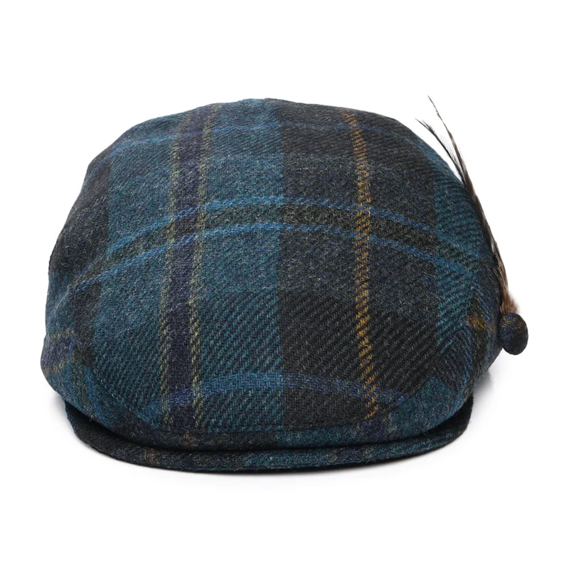 Casquette Plate en Laine Britannique Tartan Plume cyan-multi FAILSWORTH