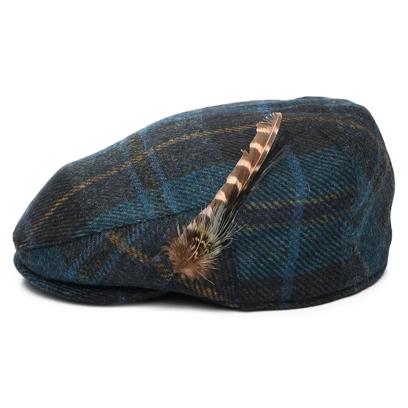 Casquette Plate en Laine Britannique Tartan Plume cyan-multi FAILSWORTH