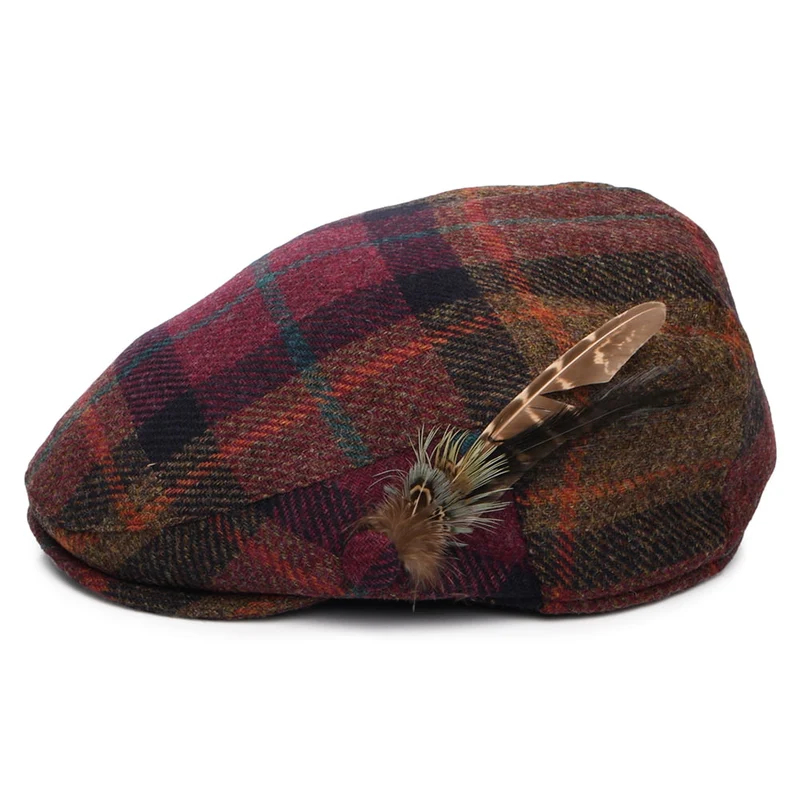Casquette Plate en Laine Britannique Tartan Plume quetsche-multi FAILSWORTH