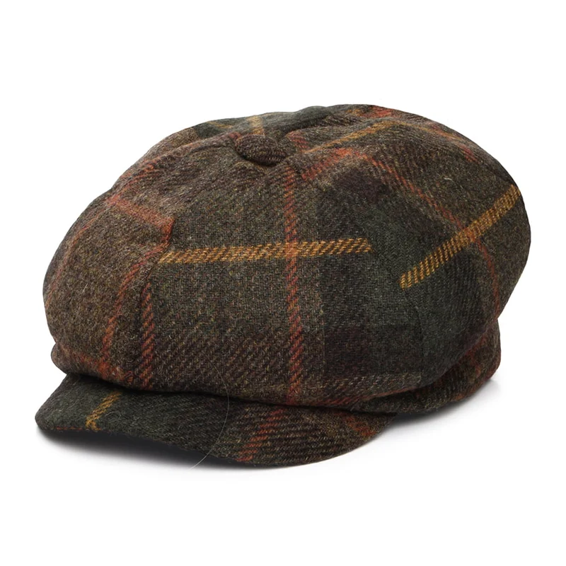 Casquette Gavroche Tartan en Laine Britannique mousse-multi FAILSWORTH