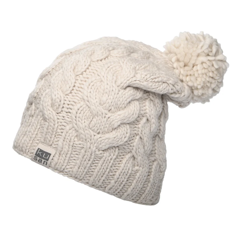 Bonnet Long à Pompon avoine KUSAN