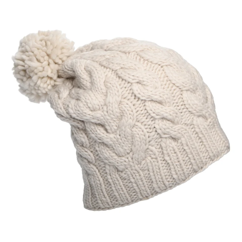 Bonnet Long à Pompon avoine KUSAN