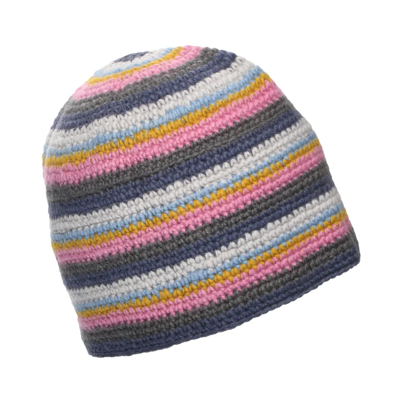 Bonnet en Crochet à Fleur gris-rose KUSAN
