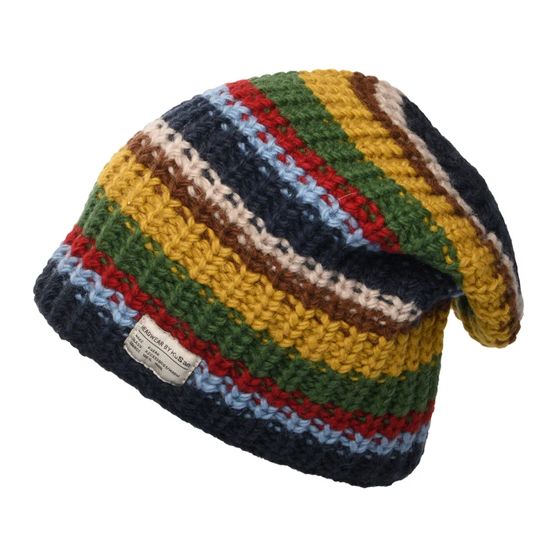 Bonnet Long Cardi bleu-jaune KUSAN