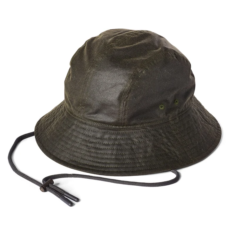 Chapeau Bob Glasto en Coton Ciré Britannique olive FAILSWORTH