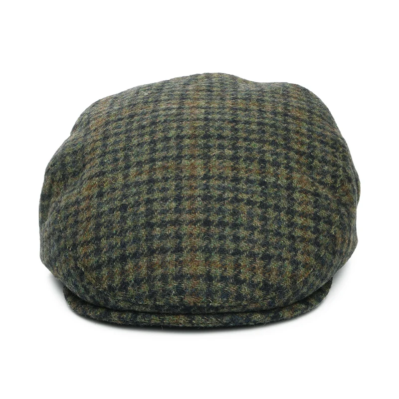 Casquette Plate Pied-de-Poule County en Laine Mélangée mousse-bleu marine FAILSWORTH