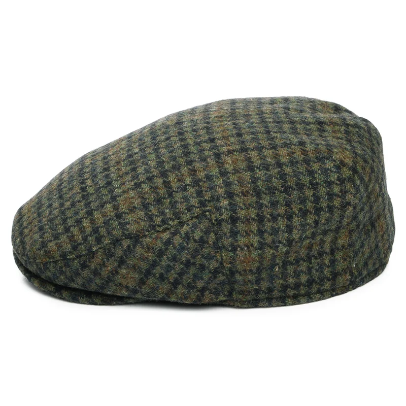 Casquette Plate Pied-de-Poule County en Laine Mélangée mousse-bleu marine FAILSWORTH