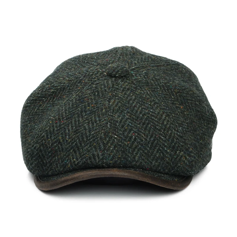 Casquette Gavroche en Laine Britannique à Chevrons Shelby forêt FAILSWORTH