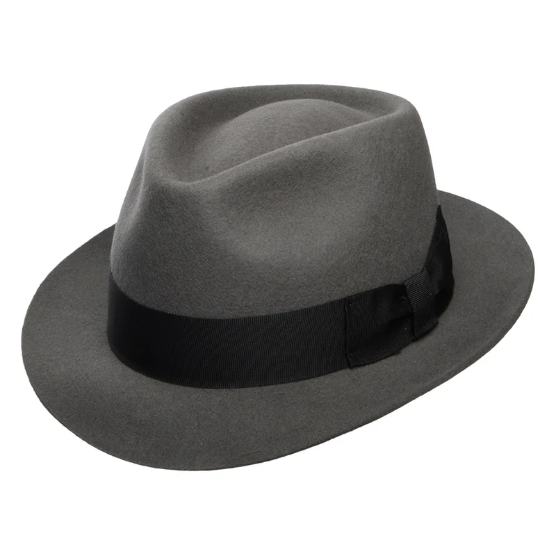 Chapeau Trilby en Laine Feutrée Manhattan gris DENTON