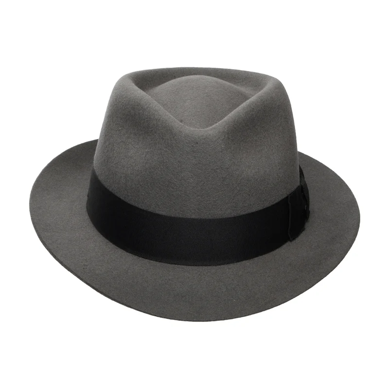 Chapeau Trilby en Laine Feutrée Manhattan gris DENTON