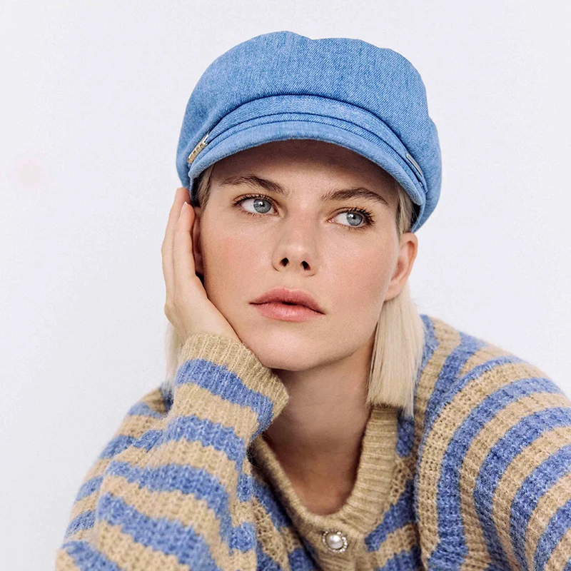 Casquette Gavroche en Denim bleu SEEBERGER