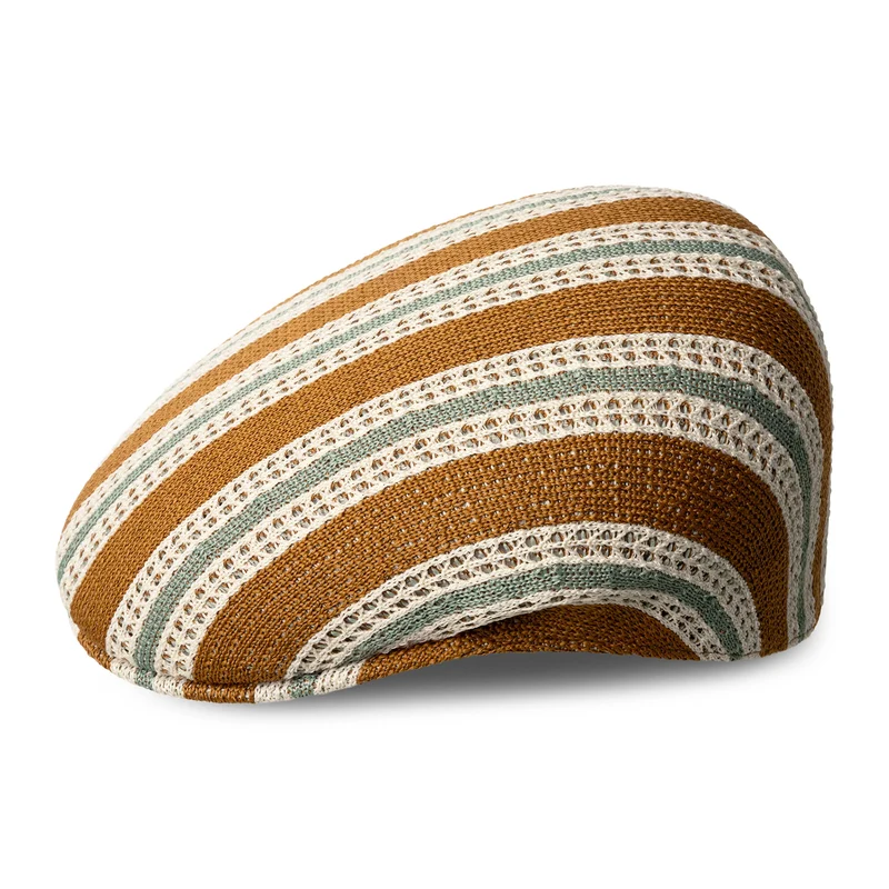 Casquette Plate en Tropic Resort Stripe 504 beige sable-crème KANGOL