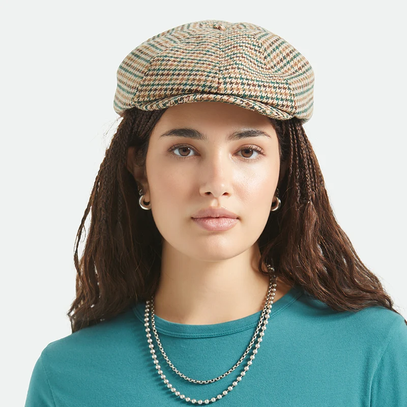 Casquette Gavroche Pied-de-Poule Brood khaki-ochre-vert BRIXTON