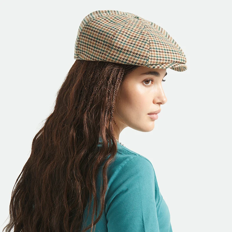 Casquette Gavroche Pied-de-Poule Brood khaki-ochre-vert BRIXTON