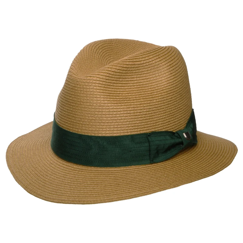 Chapeau Fedora en Paille Toyo Pliable Roma beige sable foncé-forêt BRIXTON