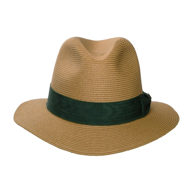 Chapeau Fedora en Paille Toyo Pliable Roma beige sable foncé-forêt BRIXTON