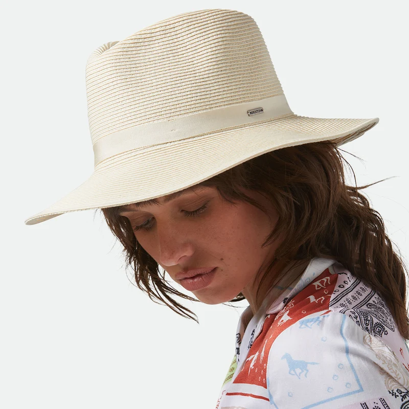 Chapeau Fedora en Paille Toyo Pliable Carolina crème BRIXTON