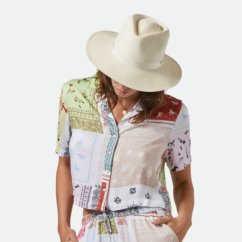 Chapeau Fedora en Paille Toyo Pliable Carolina crème BRIXTON