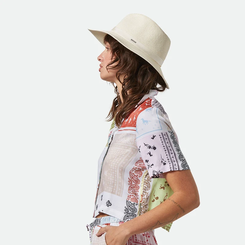 Chapeau Fedora en Paille Toyo Pliable Carolina crème BRIXTON