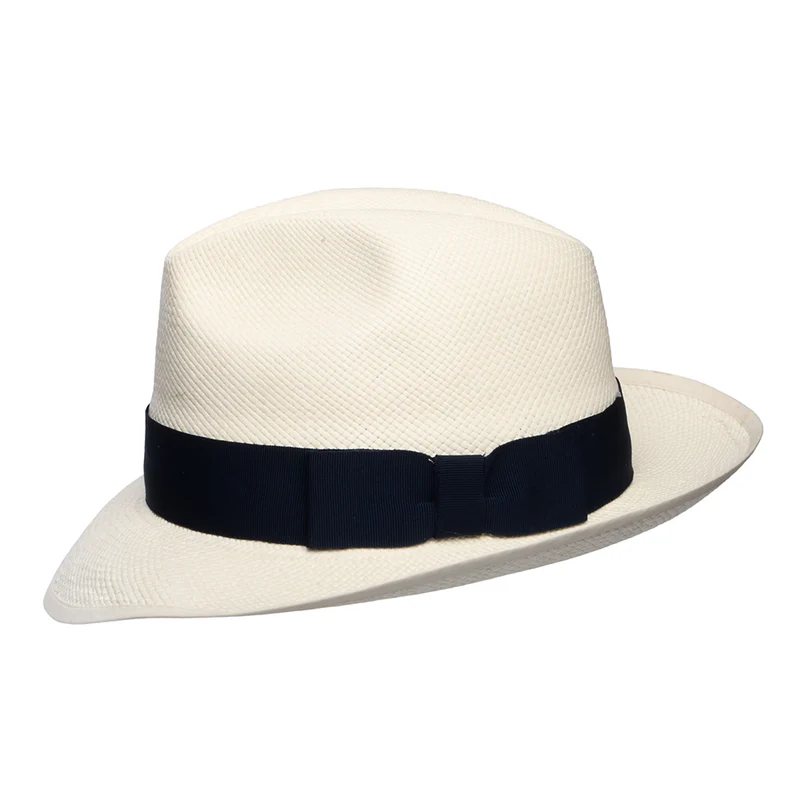 Chapeau Fedora Panama avec Bandeau bleu marine Kensington décoloré DENTON