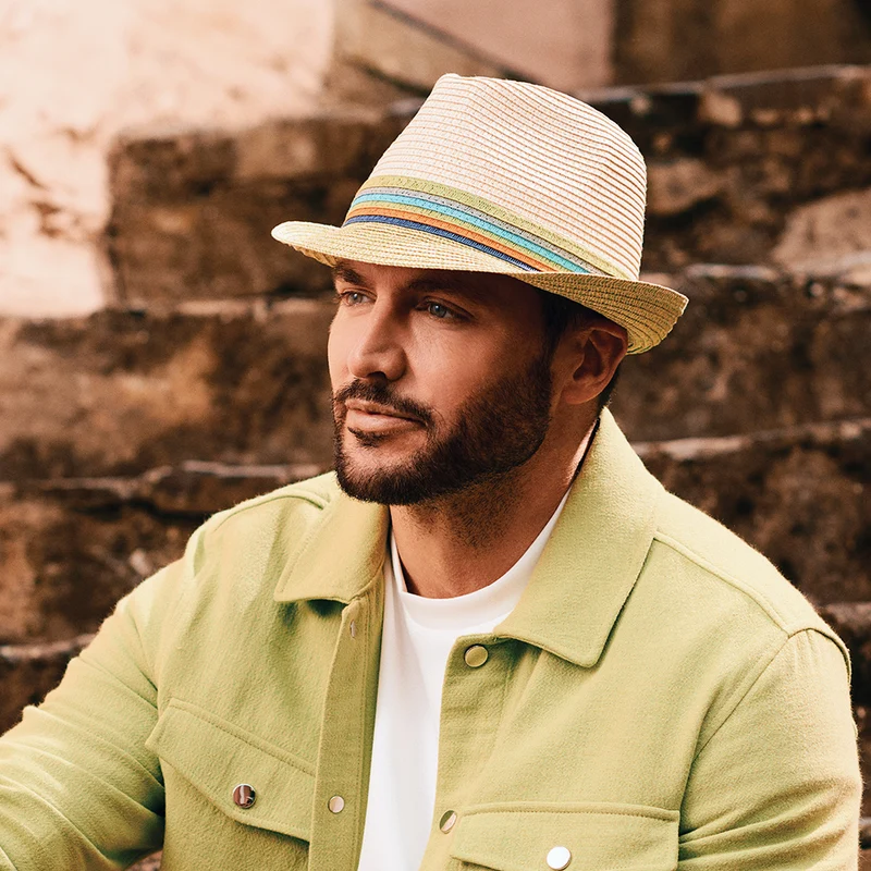 Chapeau Trilby en Paille Toyo Seville naturel-citron vert FAILSWORTH