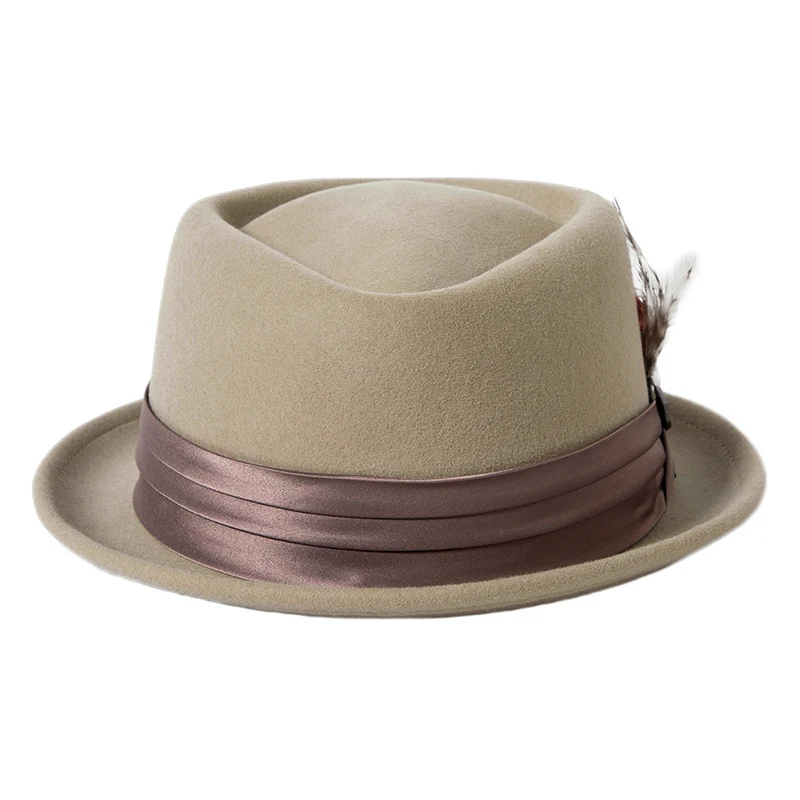 Chapeau Pork Pie en Laine Feutrée Stout sable-sable foncé BRIXTON