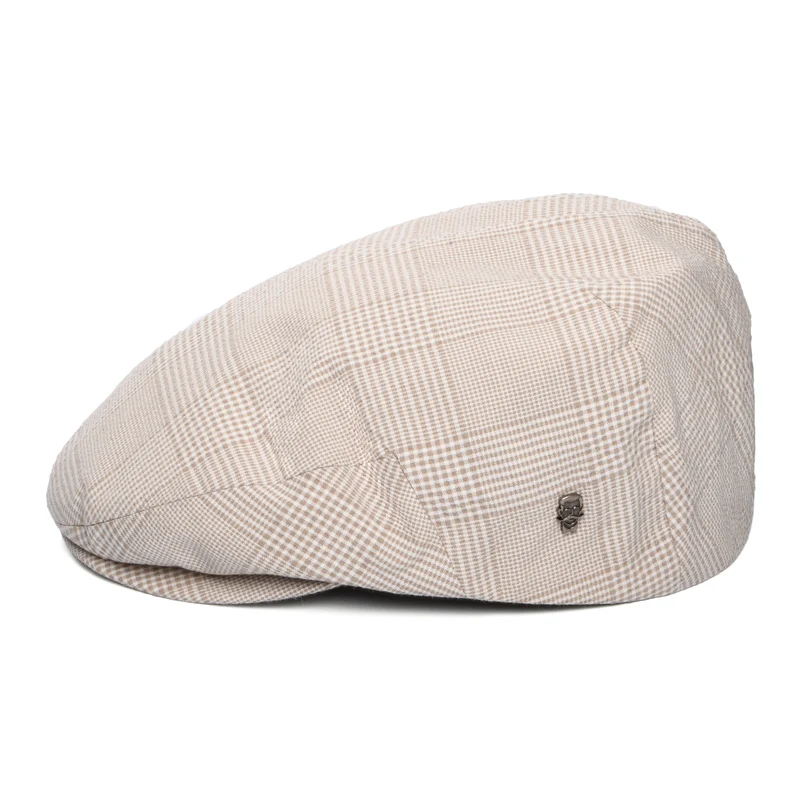 Casquette Plate Légère à Carreaux beige sable CITY SPORT