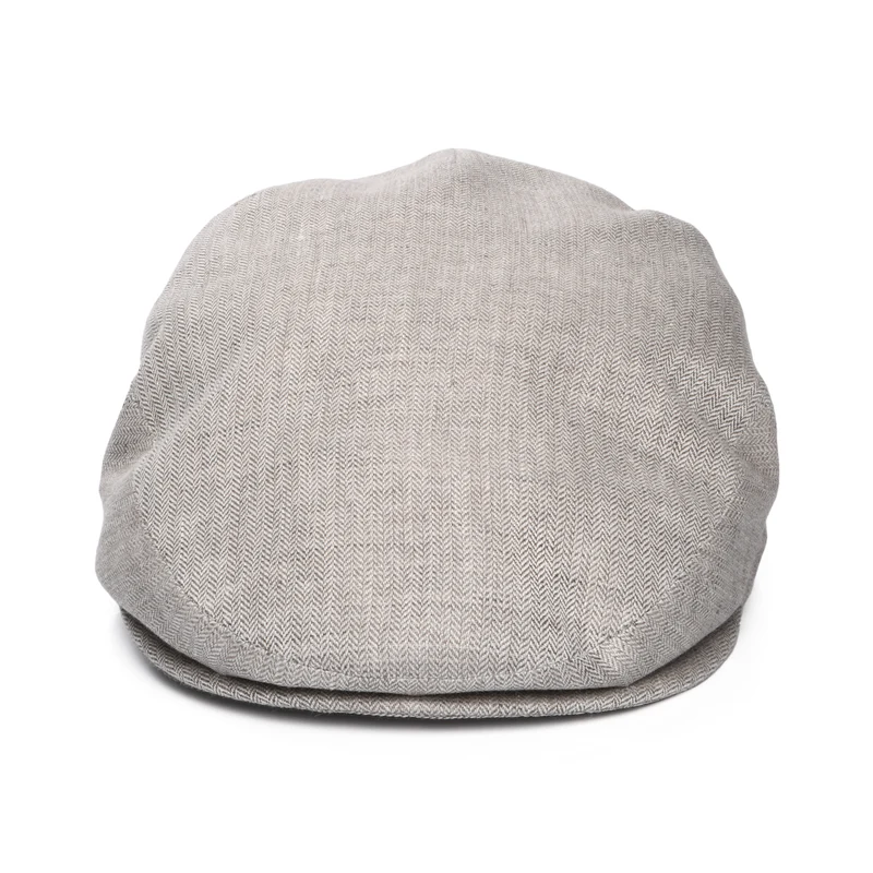 Casquette Plate en Lin à Micro Chevrons gris clair CITY SPORT