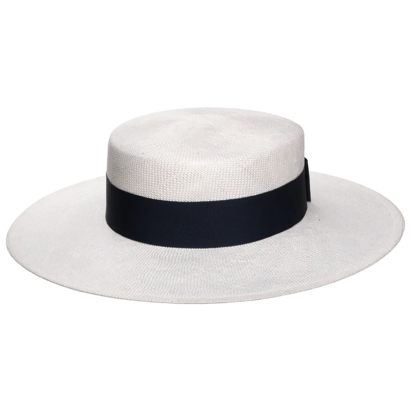 Chapeau Canotier Audrey blanc-bleu marine WHITELEY