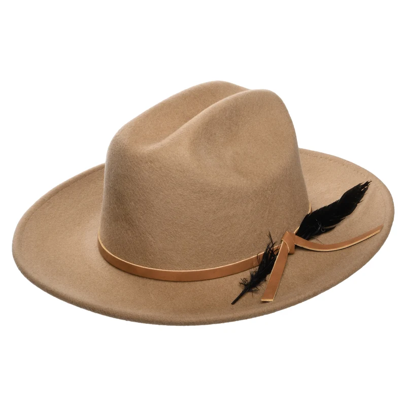 Chapeau de Cowboy en Laine Feutrée avec Plume Adan mastic SCALA