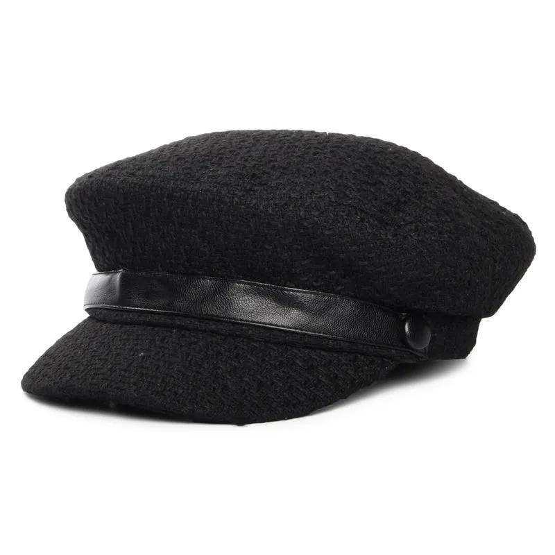 Casquette Gavroche en Bouclette Donna noir SCALA