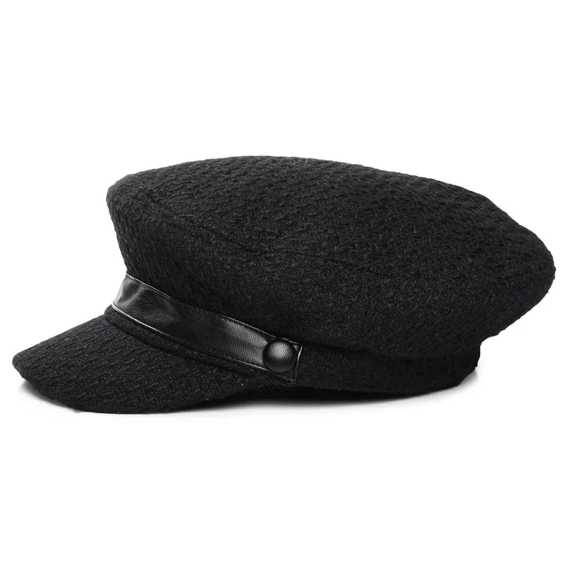 Casquette Gavroche en Bouclette Donna noir SCALA