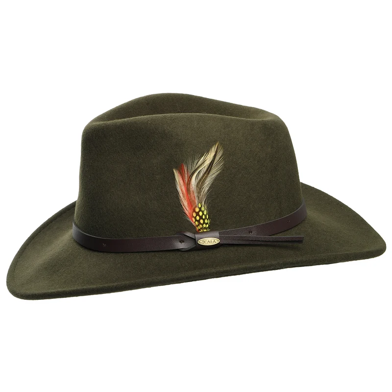 Chapeau Australien en Laine Feutrée Déformable Hydrofuge Dakota olive SCALA