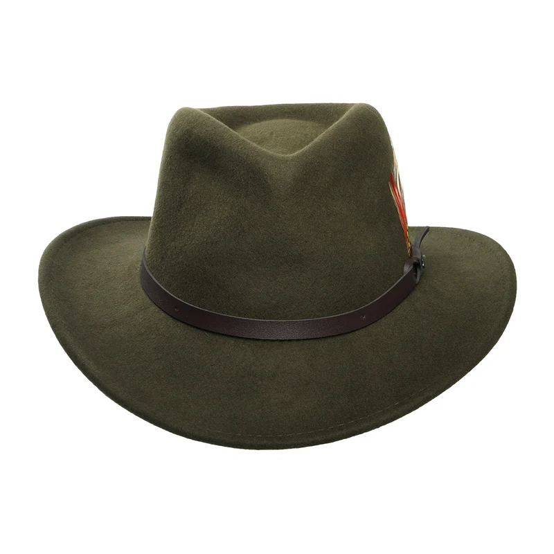 Chapeau Australien en Laine Feutrée Déformable Hydrofuge Dakota olive SCALA
