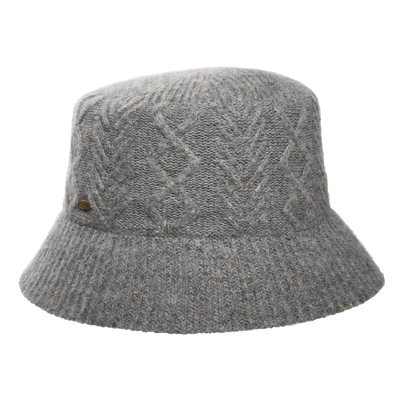 Chapeau Bob en Laine Mélangée à Torsades gris SCALA