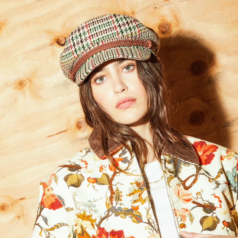 Casquette de Marin Pied-de-Poule sable-rouge-mousse BRIXTON