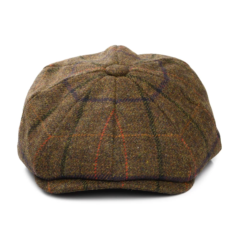 Casquette Gavroche en Tweed à Carreaux Country marron CHRISTYS
