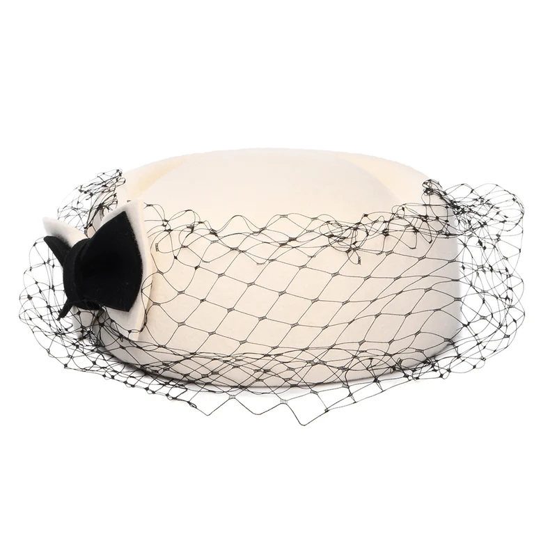 Chapeau Calot en Laine avec Voile Carrie blanc hiver WHITELEY