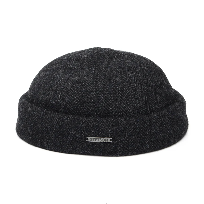 Bonnet Miki Breton en Laine à Chevrons gris foncé STETSON