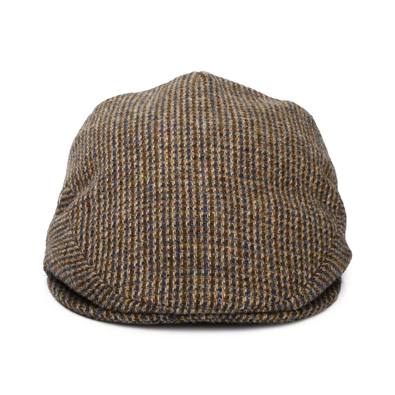 Casquette Plate en HARRIS TWEED Royal marron-bleu CITY SPORT