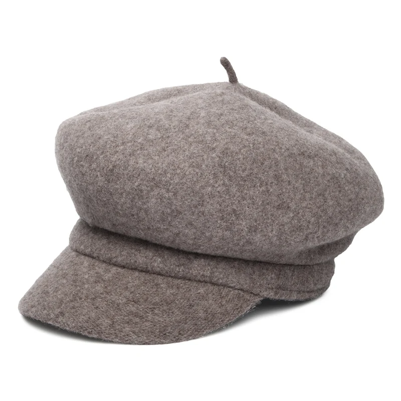 Casquette Gavroche en Laine Vanessa taupe WHITELEY