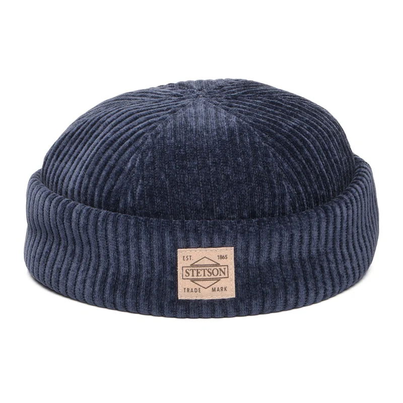 Bonnet Miki Breton en Jersey Côtelé bleu marine STETSON