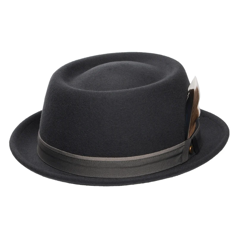 Chapeau Pork Pie en Laine Feutrée Hydrofuge gris foncé STETSON