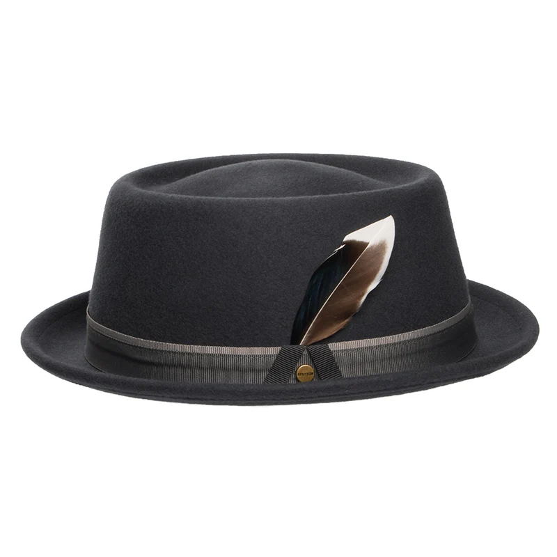 Chapeau Pork Pie en Laine Feutrée Hydrofuge gris foncé STETSON