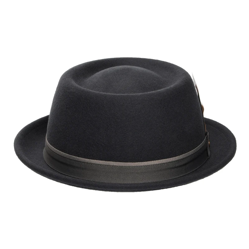 Chapeau Pork Pie en Laine Feutrée Hydrofuge gris foncé STETSON