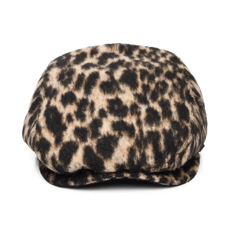 Casquette Plate en Laine Mélangée Léopard Systa marron BARTS