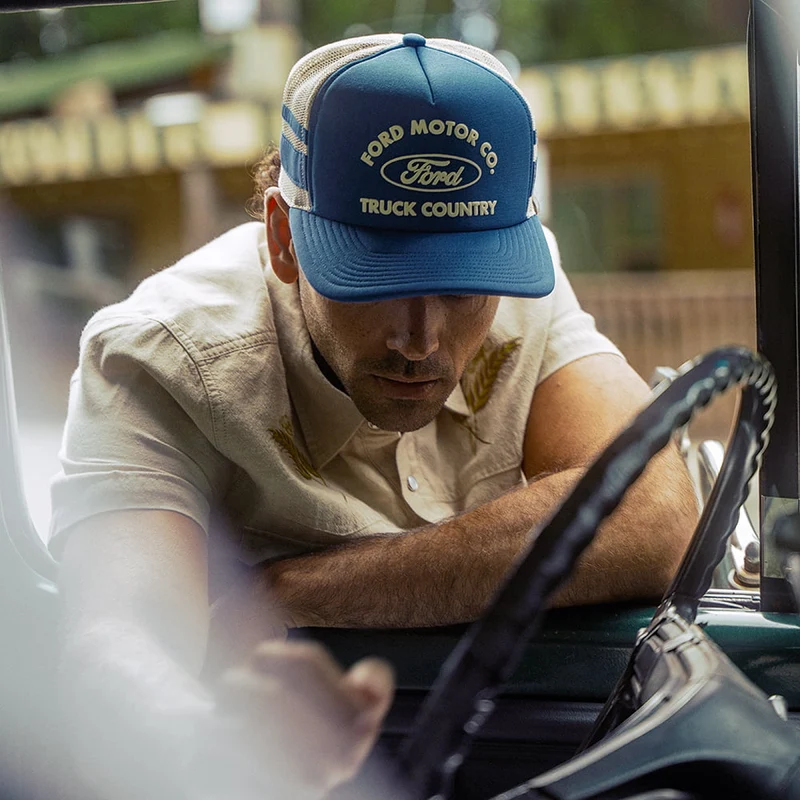 Casquette Trucker Ford Built Tough MP bleu-blanc BRIXTON